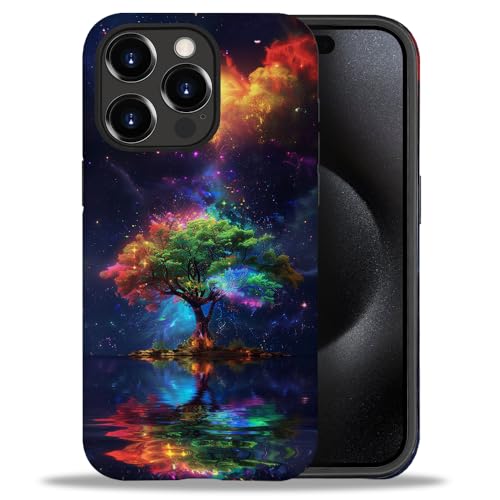 yicomon Compatible with iPhone 15 Pro Case，Beautiful Life Tree Pattern Print Matte Phone Case Durable Fashion Funny Liquid Silicone Case Soft Anti-Scratch Shockproof Protective Cover