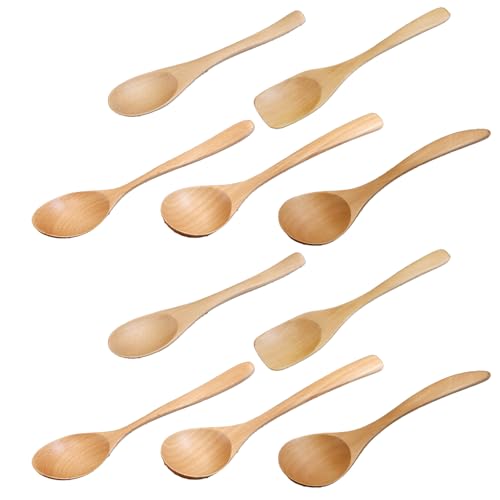 漆器かりん本舗 スプーン 10本セット 5種×各2本(ナチュラル)カトラリー 食器 食洗機対応 木製 木 ナノテックコーティング テーブルウェア 日用品 セット品