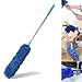 HEOATH Microfiber Extendable Duster, Extra Long 100 inches, Non-Scratch, Bendable, Washable, Hypoallergenic Feather Dusters for Cleaning Roof, Ceiling Fan, Blinds, Cobwebs, Baseboards - Blue