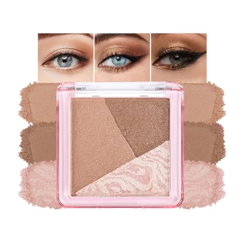 Baked Satin Shimmer Eyeshadow Trio,Pearl Soft Shimmer Eye Shadow Palette, Nude Brown Latte Bronze Eyeshadow, Natural Glow Makeup, Blendable Long Lasting for Daily Office Soft Glam Look, Sombra de Ojos