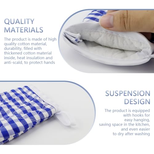 FERCAISH 1 Pair Children's Cooking Gloves, Toddler Kitchen Gloves, Checkered Baking Gloves, Cooking Oven Gloves - Image 2