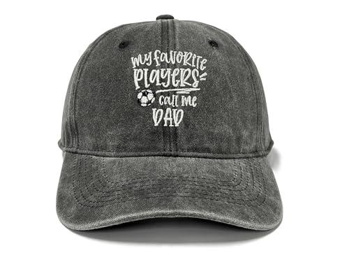 GDIQ Soccer Baseball Cap for Dad, Proud Daddy Football Gifts for Game Day, Family Sports Hat for Sideline Cheering, Adjustable Embroidered Washed Black Hat