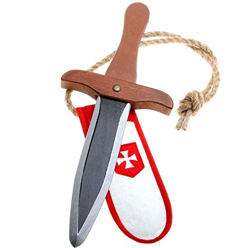 UN JEU DES JOUETS Kalid Medieval Epée de Chevalier en Bois avec Fourreau Blanc pour Enfant Cover