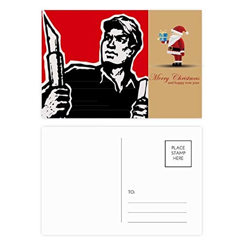 Cartes postales Père Noël rouges lot de 20 à glisser dans vos cadeaux