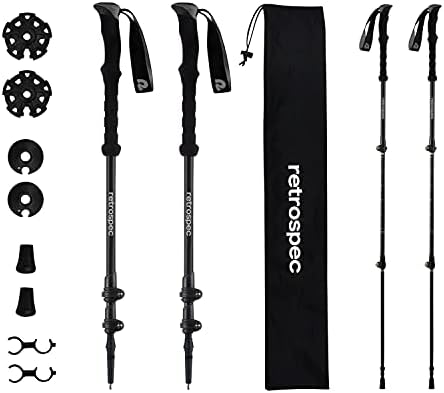 Retrospec Solstice Hiking Poles for Men & Women - Adjustable and Collapsible Lightweight Walking & Trekking Sticks - Aluminum w/Cork or Foam Grip