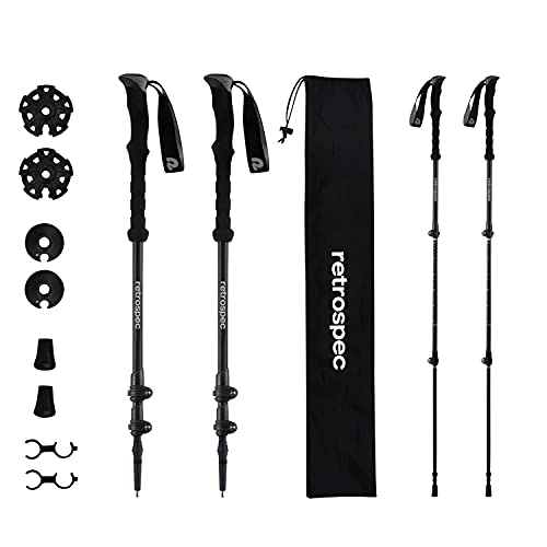 Retrospec Solstice Hiking Poles for Men & Women – Adjustable and Collapsible Lightweight Walking & Trekking Sticks – Aluminum w/Cork or Foam Grip