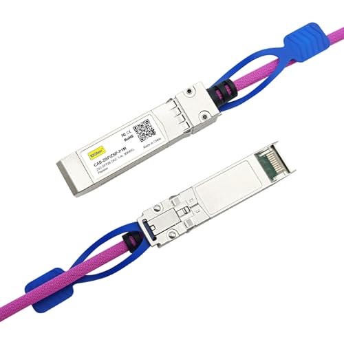 Image of 10Gtek 25GBASE-CR SFP28 to SFP28 Passive Cable, for Cisco SFP-H25GB-CU1M, Ubiquiti, Supermicro, Mikrotik, Arista and More, Nylon Braided Jacket, 1-Meter(3.3ft)