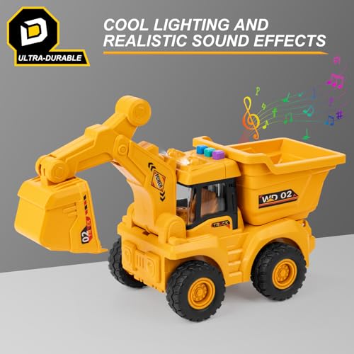 Image of 11 inch Dump Truck Toy, 1: 18 Scale, Inertia-Powered Dump Truck, with Realistic Lights, Rumbling Action, Anti-Slip Tires, Sturdy Plastic - Indoor & Outdoor Sandbox Vehicle for Kids Ages 3+ - Easter Gifts