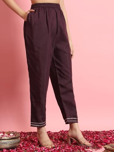 Image of VredeVogel Women's Silk Blend Embroidered Kurta with Pant & Viscose Print Dupatta Set