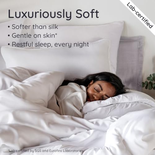 Bambaw 100% Viscose Derived from Bamboo Duvet Cover Queen Size – 3 Pieces Cooling Duvet Cover Queen Set, Soft Duvet Cover Queen Size, Breathable Duvet Cover Set, Soft Bedding Set, No Comforter (White) by Bambaw - Used condition - Image 4