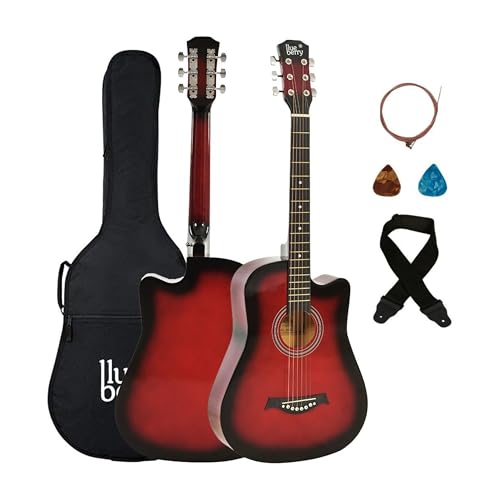 Image of BLUEBERRY B-D38, Acoustic Guitar Kit Inbuilt Truss Rod, with Bag, Strap, One Pack Strings And Picks - 38 Inch (Red Sunburst)