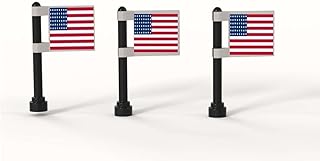 Building Bricks Toys Custom American Flags Set with Pole 3 Pcs on 2x2 Tile Creative Compatible with All Major Brands Ages 4+ Miniature Souvenir Gift Idea