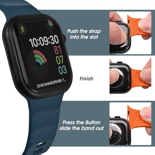 MABEKS Silicone Sporty Watch Band Compatible with Apple Watch Series Ultra 9 8 7 6 5 4 3 2 1 SE SE2, FKM Rubber Replacement Strap with Stainless Steel Buckle for iWatch width 49mm 45mm 44mm 42mm 41mm by MABEKS - Image 4