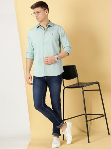 Image of Thomas Scott Men's | Solid | Full Sleeve | Slim Fit | Cotton Blend | Spread Collar | Casual Shirt