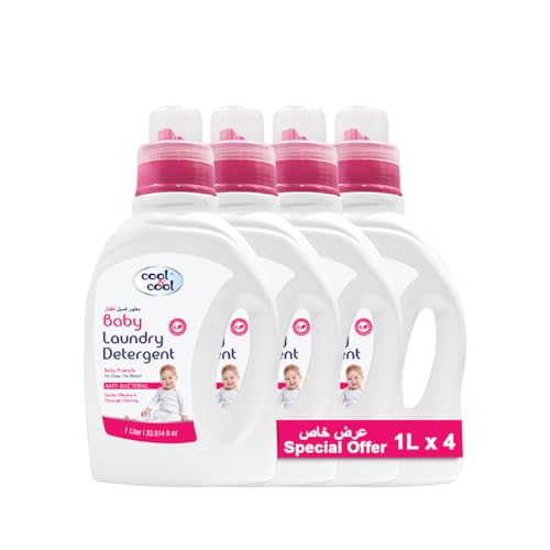 Cool & Cool Baby Laundry Detergent 1 Liter(Pack of 4) - Gentle, Effective and Thorough Cleaning, Dye Free & Bleach Free,Safe for Babies and Kids - 4 Liters