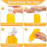 6 sztuk butelek na sok 350 ml do napełniania, wielokrotnego użytku, tworzywo sztuczne, wysoka szczelność, butelki na sok z pokrywkami, plastikowa butelka z 8 naklejkami na lodówkę, sokowirówkę, sok