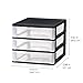 IRIS USA Plastic Stacking Desk Top 3-Drawer Storage Organizer, 2-Pack, for Makeup Vanity Nail Polish Bathroom Stationery Art Craft Supplies Kitchen Office Garage and Small Organization, Medium, Black