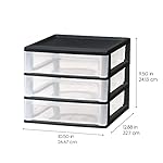 IRIS USA Plastic Stacking Desk Top 3-Drawer Storage Organizer, 2-Pack, for Makeup Vanity Nail Polish Bathroom Stationery Art Craft Supplies Kitchen Office Garage and Small Organization, Medium, Black - Image 3