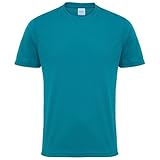 Diseño de manga montada. Just Cool - Camiseta lisa para hombre, Primavera-Verano, envolvente, Liso, Manga Corta, Hombre, color verde jade, tamaño XXL