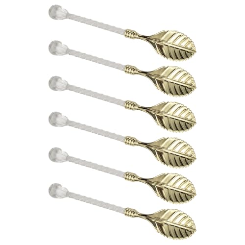 Navna Juego de 6 cucharas agitadoras de aleación de zinc con mango acrílico para mezclar café, helado, utensilios de cocina decorativos