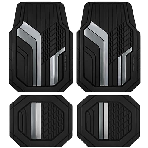 Skechers Heavy Duty Rubber Car Floor Mats,Dual Color Design Floor Mats,All Weather Car Mats,Waterproof Trim To Fit Universal Floor Liner Car Accessories,Automotive Floor Mats For Cars Trucks Suvs,Gery