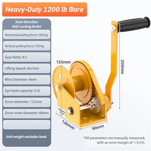 Cabrestante eléctrico pequeño 1200 lbs con cuerda miniatura 2