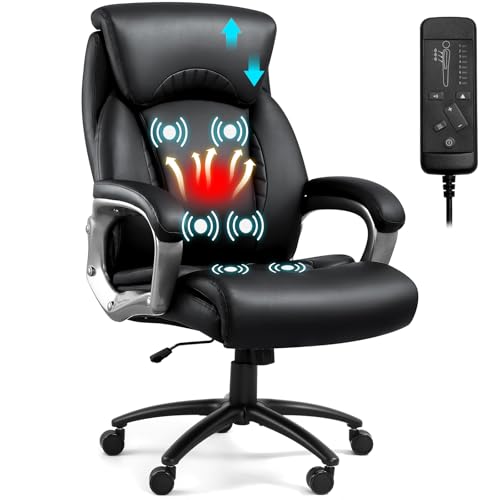 10 Best Massage Chair for Heavy Person: Ultimate Comfort & Support Solution 4 Yalissey Big and Tall Massage Office Chair with Adjustable Headrest, 6 Points Vibration, Massage Office Chair, Extra Wide Heated Ergonomic Executive Chair for Heavy People 500LBS, Thick Seat, Black