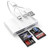 4-in-1 Memory Stick Pro Duo Adapter for iPhone/Android/PC – Lightning/USB-C/USB-A OTG Card Reader for SD/TF/MS/XD, High-Speed 480Mbps Sony Cybershot Compatible Reader, Plug & Play, No App Needed