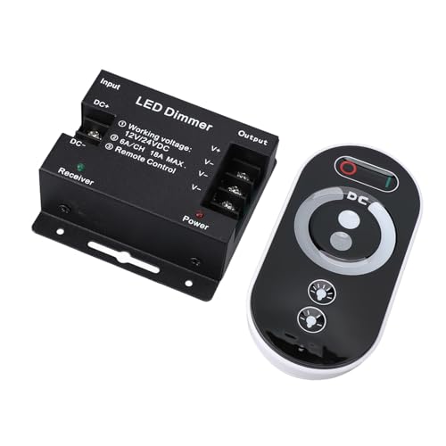 Annadue Wyłącznik ściemniacza DC 12 V-24 V 18A, ściemniacz Listwy świetlnej LED PWM z Pilotem RF, Regulacja Jasności ściemniacz światła