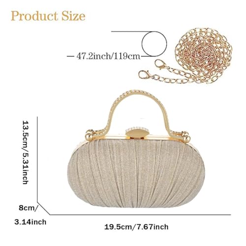 Image of Simcat Women Gold Clutch Purses Glitter Evening Handbag Pleated Evening Bag for Lady Formal Bridal Wedding Prom