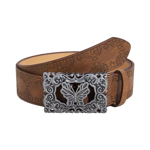 Carved Buckle Belt Aesthetic PU Belt Waistband Decorative Belt for Pants Jeans Elegant Adult Western Waiststrap