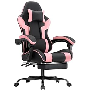 Calivra Gaming Stuhl,Ergonomischer Gaming Stuhl mit Fußstütz,Gaming Chair,Verstellbare Armlehnen,Bürostuhl Ergonomischer Computerstuhl mit Lendenwirbelstütze,(Schwarz...