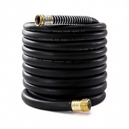 BLENDLITE 5/8" Garden Hose 50ft, -40℉ To 190℉ Hot/Cold Rubber hose, Black