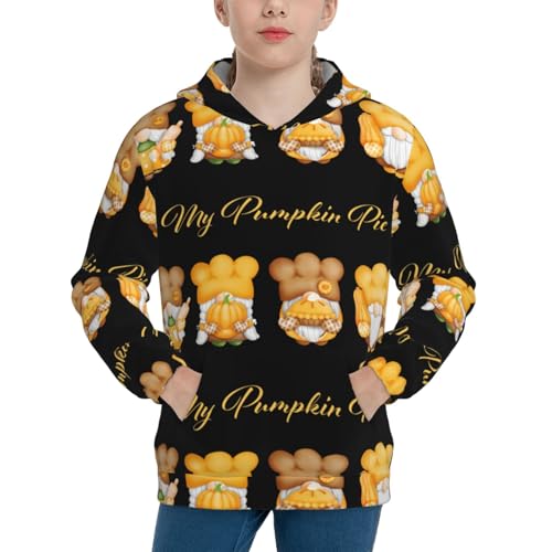 Pumpkin Pie Gnome Kids Pullover Hoodies Boys Sweatshirts Girls Athletic Clothes with Pocket
