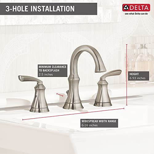 Delta Mandara 8 Inch Widespread 2-Handle Bathroom Faucet In Stainless Brilliance Finish #TOP2