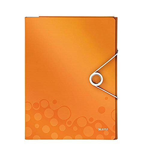 Leitz Organiser File, Elastic Band Fastener, Metallic Orange, WOW Range, 46360044