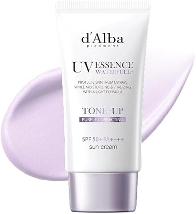 d'Alba | Italienischer weißer Trüffel Waterfull Purple Tone-up Sunscreen 50ml, SPF/LSF 50+PA++++, Reiner und Veganer Hybrider Rosafarbener Feuchtigkeitscreme, Leuchtender und Aufhellender Sonnenschutz