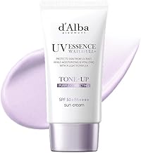 d'Alba | Waterfull Purple Tone-up Sunscreen Italian White Truffle 50ml, SPF/SPF 50+PA++++, Pure & Vegan Hybrid Pink Moisturiser, Brightening Sunscreen