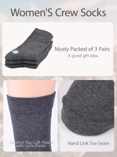 Image of COTTON DAY Women's Soft Combed Cotton Socks Seamless Toe Black White Navy