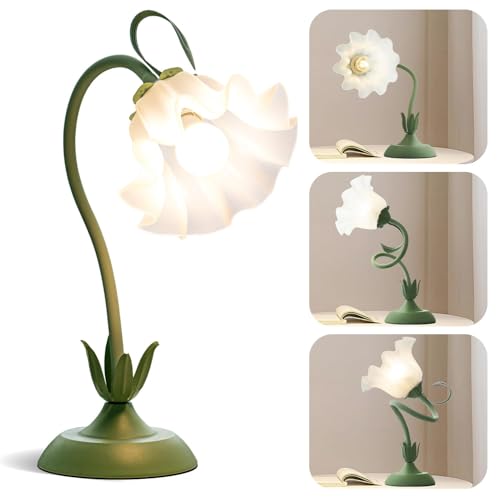 ONXE Flower Table Lamp, LED Reading Bedside Night Light, 3 Color Modes Dimmable Vintage Lighting Desk Lamp, Bedside Lamps for Home Bedroom Living Room Decoration