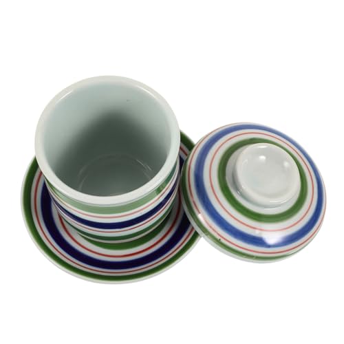 BEBEMOKO Pentola Per Stufato Piccola Ceramica Con Coperchio Ciotola Versatile Per Zuppa e Cottura Potente Materiale Ceramico Per Cottura Sicura e Sostenibile Design Elegante e Striato Per