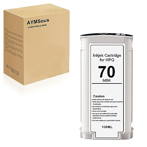 AYMSous Compatible Ink Cartridge Replacement for HP 70 C9448A for HP Designjet Z2100 Z3100 Z3100PS Z3200 Z3200PS Z5200 Z5400 Printers (Matte Black 130ML)
