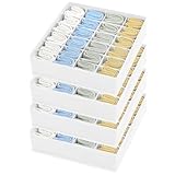 Joyoldelf Sock Drawer Organizer Divider Underwear Organizer 24-cell Fabric Dresser Drawer Organizers Storage Boxes for Socks Lingerie, Handkerchiefs, Ties 4 Pack (White)