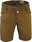 Plattler Lederhose Plattlerhose kurz mit Gürtel- Ledershorts Camel Damen Trachten