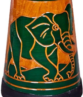 Image of StarJam Single Wood Shell Mahogany Wood Djembe Deep Carved Drum - 8 Inches Diameter X 16 Inches Height Musical Instrument with Bag - Elephant Carved Djembe