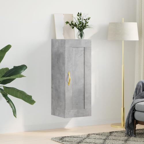 Aparadores gris hormigón 34,5x34x90 cm y armarios de pared modernos de madera de ingeniería 2