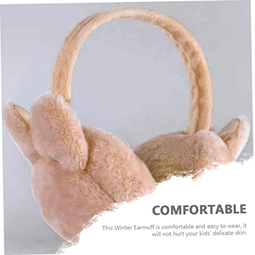 Cartoon Bunny Earmuffs for Comfortable and Warm Ear Protectors for Outdoor Activities Like Skiing and Snowboarding Adorable Foldable Design Khaki Color2