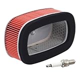 Motorcycle Air Filter 17214-MY6-670 & Spark Plug Compatible With Honda XR250 1986-2004 XR350 1983-1985 XR400 1996-2004 XR600 1985-1990 1994-2002 XR650 L 1993-2016