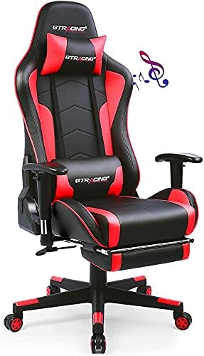 Gtracing Music Gaming Chair With Footrest And Bluetooth Speakers Video Game Chair Heavy Duty Computer Office Desk Chair Gt890mf Red Amazon Com Au Home