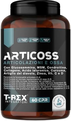 ARTICOSS Integratore per Articolazioni Ossa e Cartilagini con Glucosamina Condroitina Msm Artiglio del Diavolo, Vitamina C e Vitamina D, Collagene e Acido Ialuronico. 60 compresse Generico - integratore